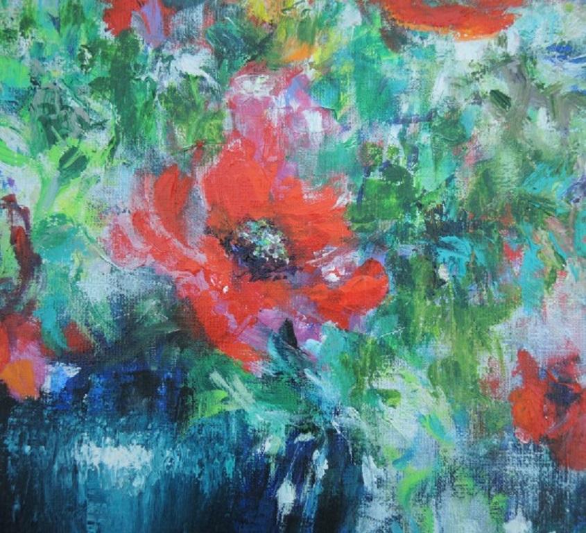 Mary Chaplin, Sensación de verano, Pintura floral original, Obra de arte asequible en venta 3