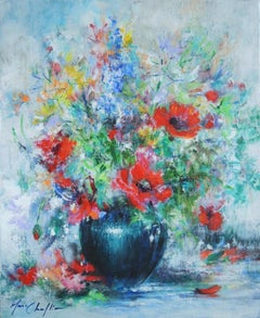 Mary Chaplin, « Feeling of summer », peinture florale originale, œuvre d'art abordable