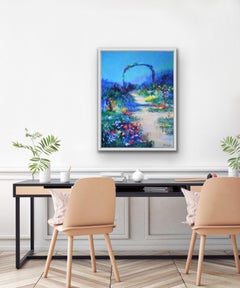 Mary Chaplin, Voll Sonne im Garten von Claude Monets, Original geblümtes Gemälde