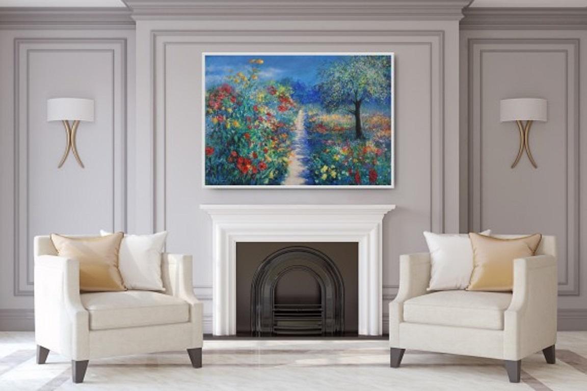 Mary Chaplin, Magical Light in Monet's Garden in Givern, Floral painting For Sale 3