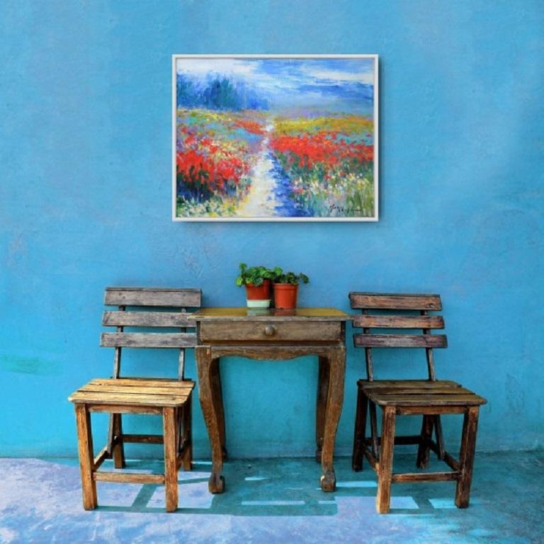 Mary Chaplin, Pomeriggio d'estate, Pittura impressionista originale, Arte floreale in vendita 7