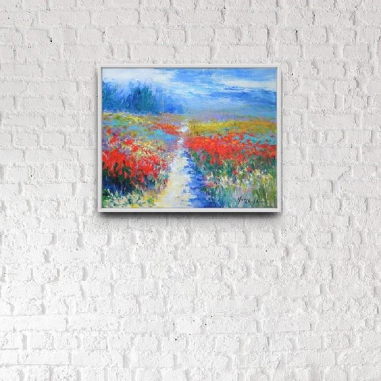 Mary Chaplin, Pomeriggio d'estate, Pittura impressionista originale, Arte floreale in vendita 8