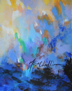 Mary Chaplin, Fiori di sole in blu, Omaggio a Vincent van Gogh, Arte floreale