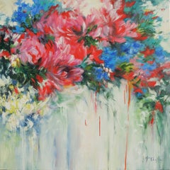 Mary Chaplin, El aria del verano, Pintura floral original, Arte asequible