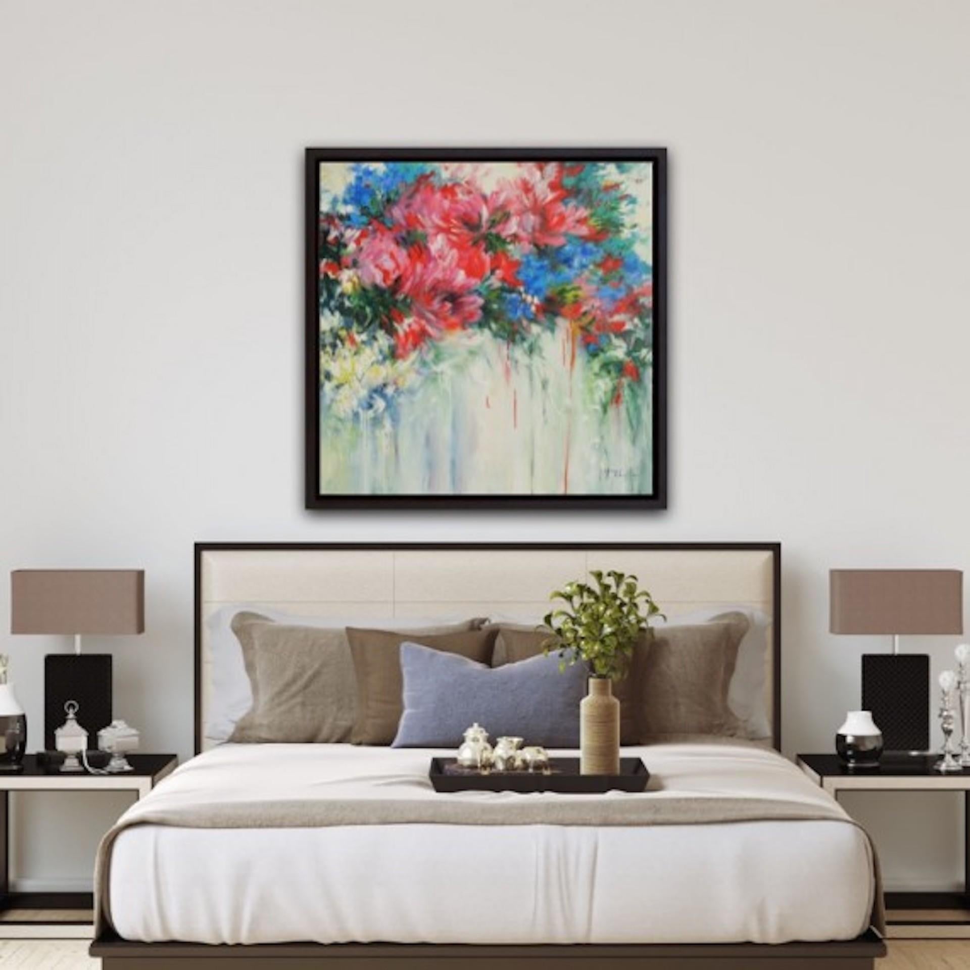 Mary Chaplin, El aria del verano, Pintura floral original, Arte asequible en venta 6