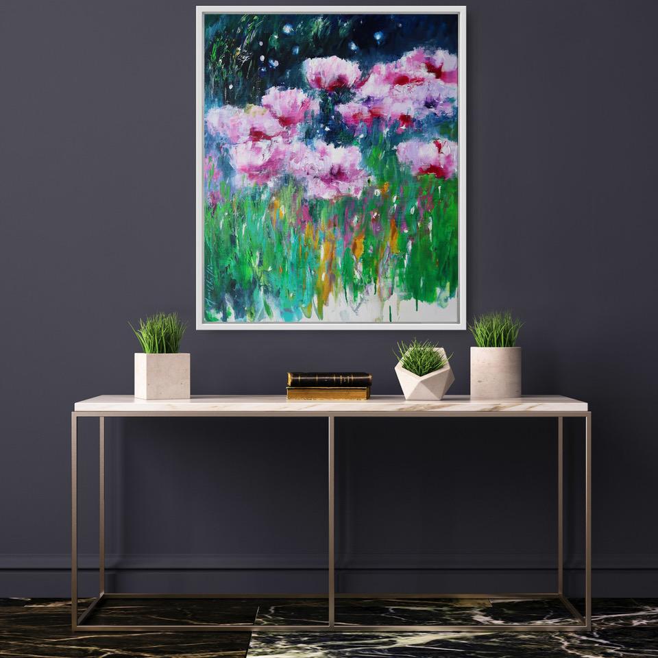 Pink Poppies, Impressionist floral painting For Sale 3