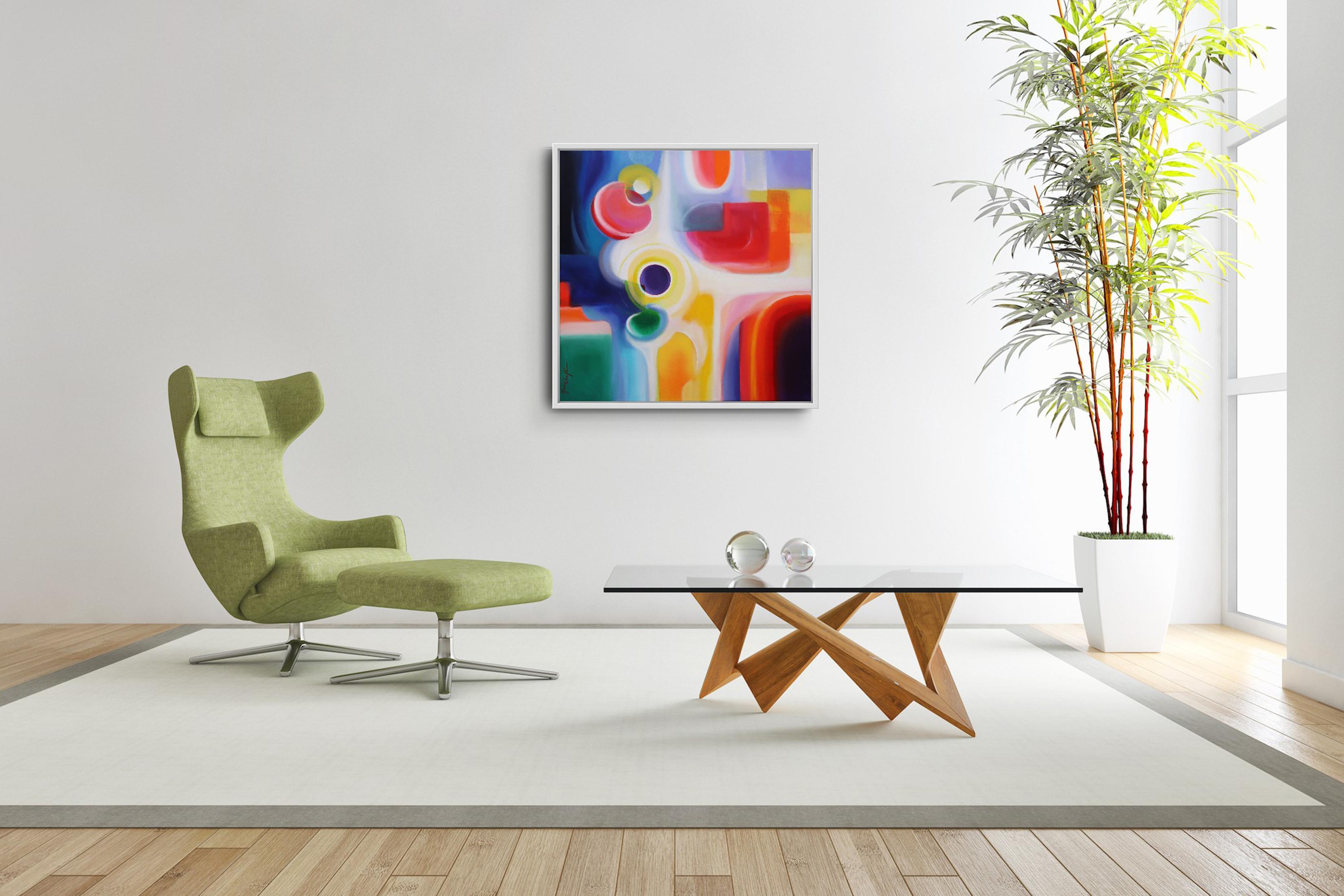 Tristeza de la luna- pintura geométrica abstracta original- arte contemporáneo - Landscape Painting Marrón de Mary Chaplin