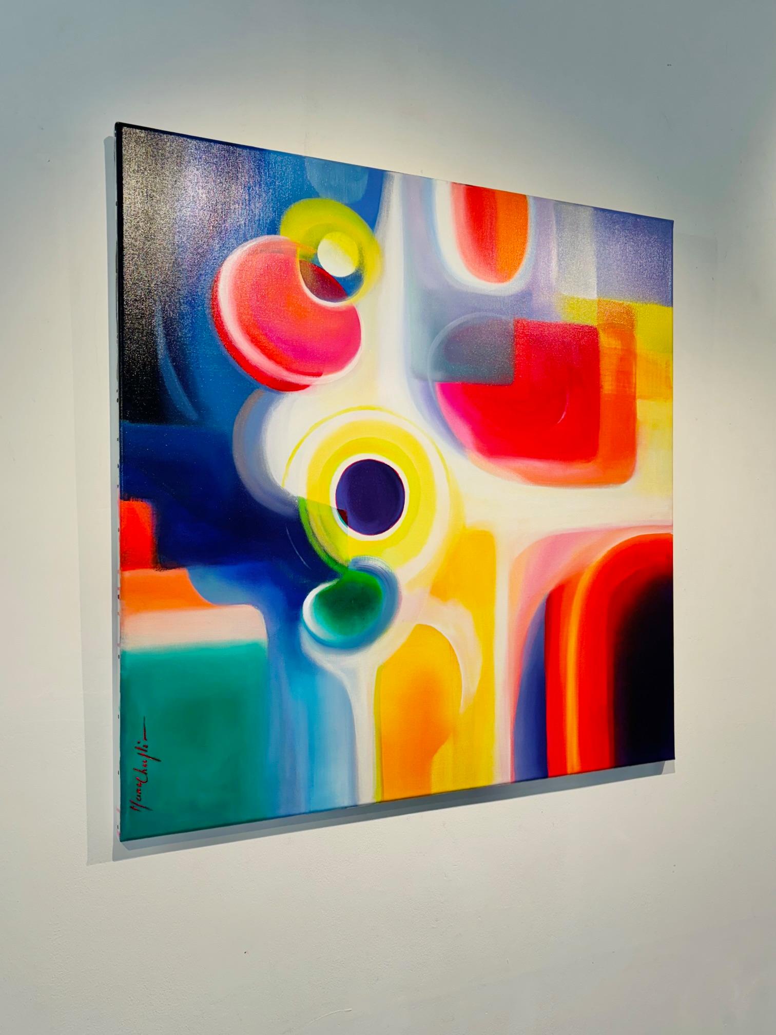 Tristeza de la luna- pintura geométrica abstracta original- arte contemporáneo en venta 2