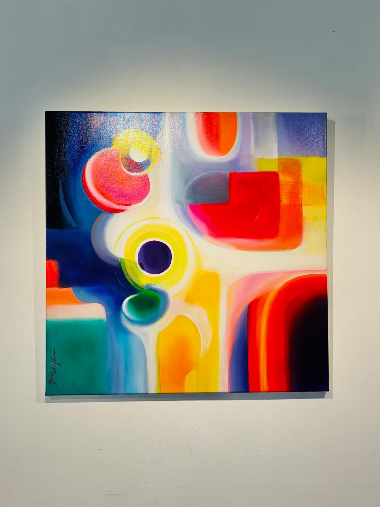 Tristeza de la luna- pintura geométrica abstracta original- arte contemporáneo en venta 3