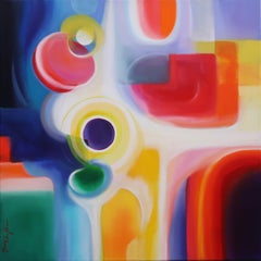 Tristesse de la lune- peinture géométrique abstraite originale- art contemporain