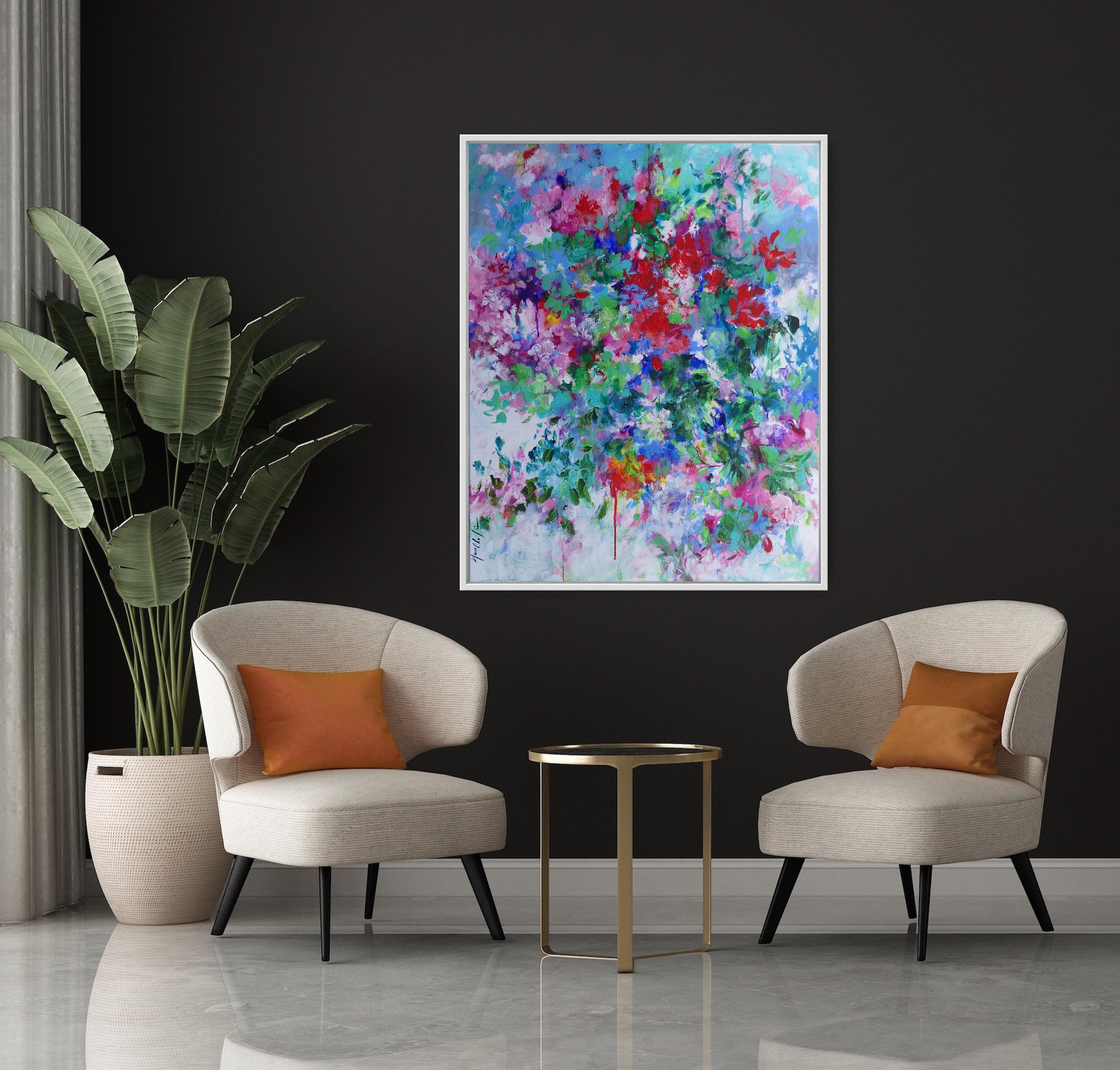 The season of happiness, Original art, Landscape, floral, Abstract, Nature  For Sale 4