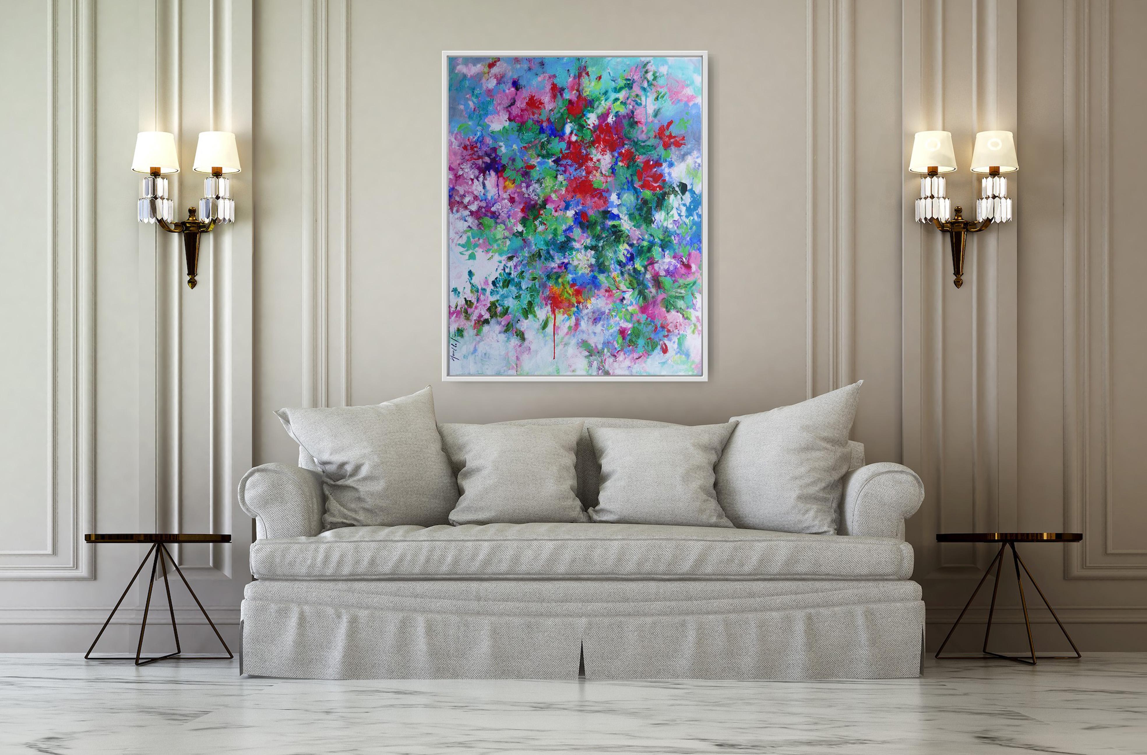 The season of happiness, Original art, Landscape, floral, Abstract, Nature  For Sale 6