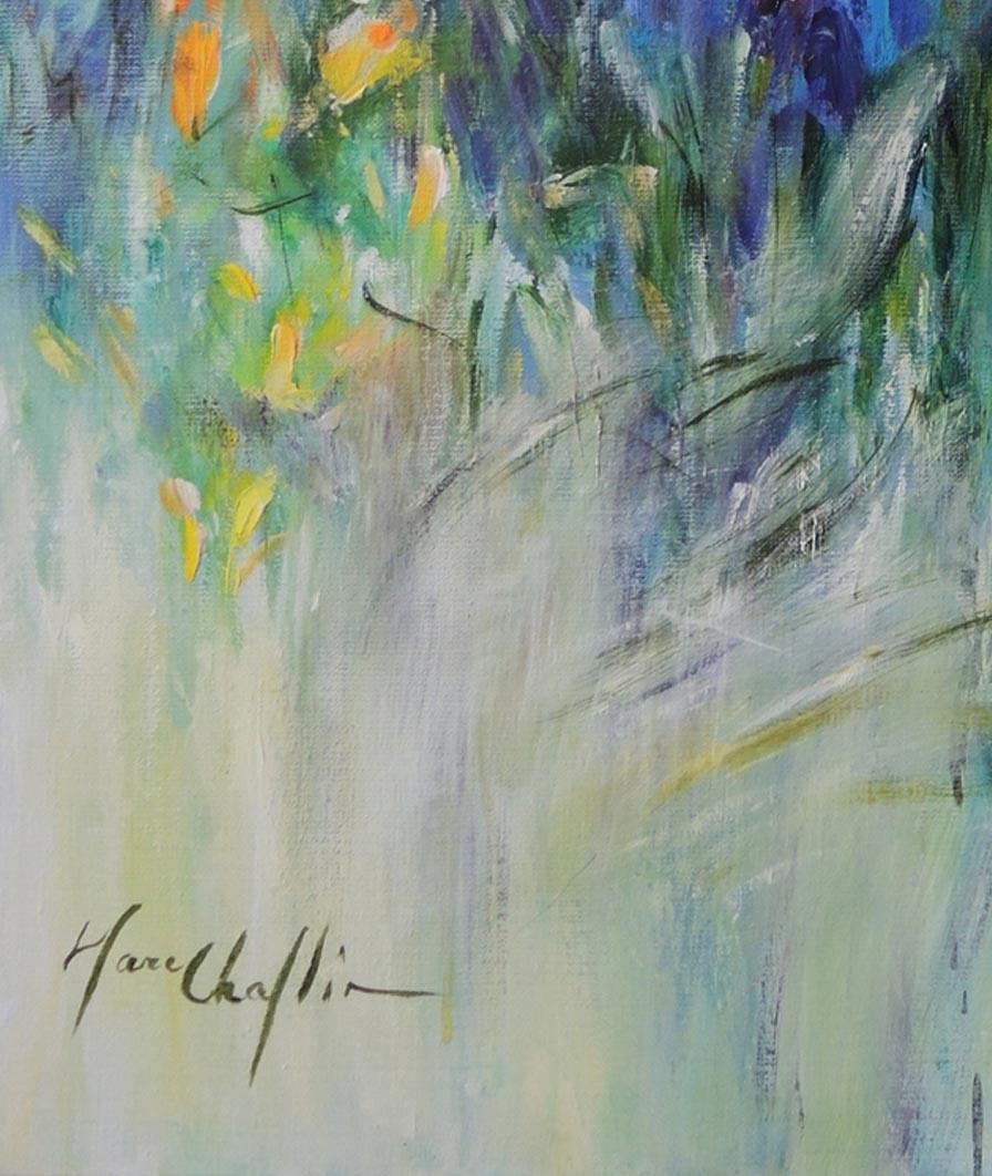 The Sound of the Wind, bright floral abstract painting - Painting by Mary Chaplin