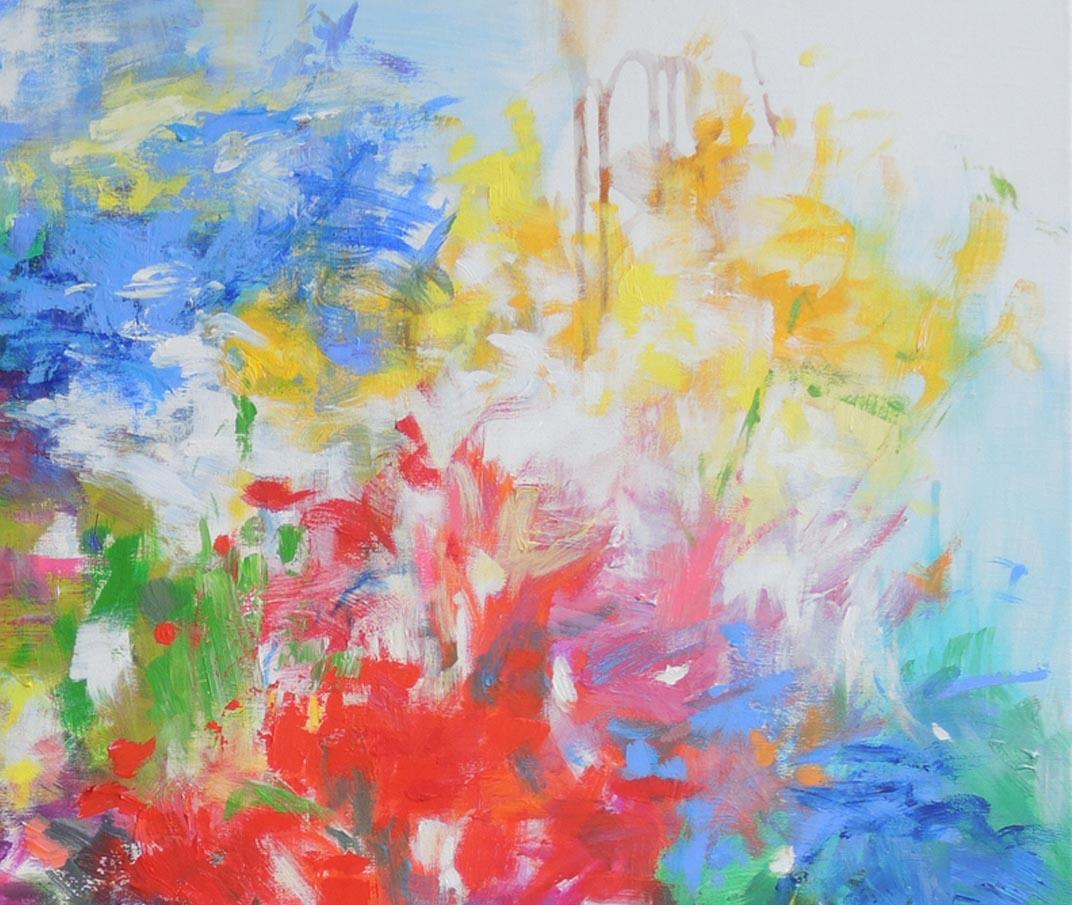 Attraverso la nebbia della mia memoria - Abstract Painting Grigio di Mary Chaplin