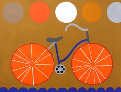 Large 1960s Modernist Bicycle Oil Painting by Mary Chenoweth – Postmodern Art