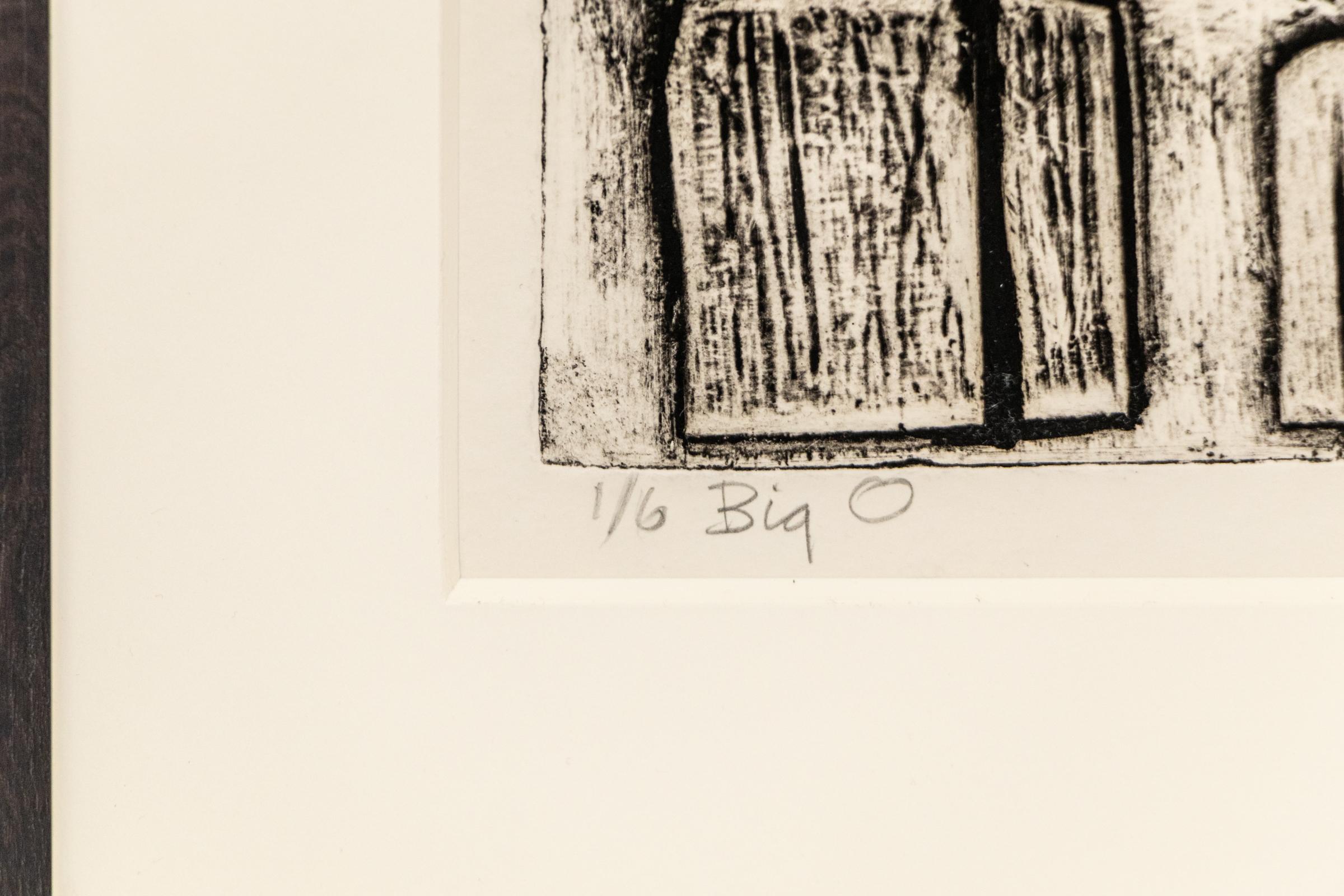 Mid-Century Modern Abstract Etching, Original Black and White Graphic Art Print For Sale 1
