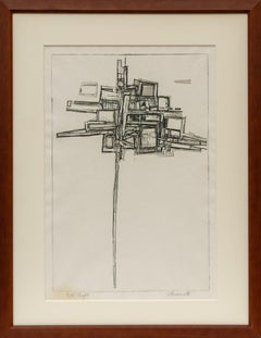 Gravure à l'eau-forte "Flight" de Mary Chenoweth, signée, encadrée, années 1950