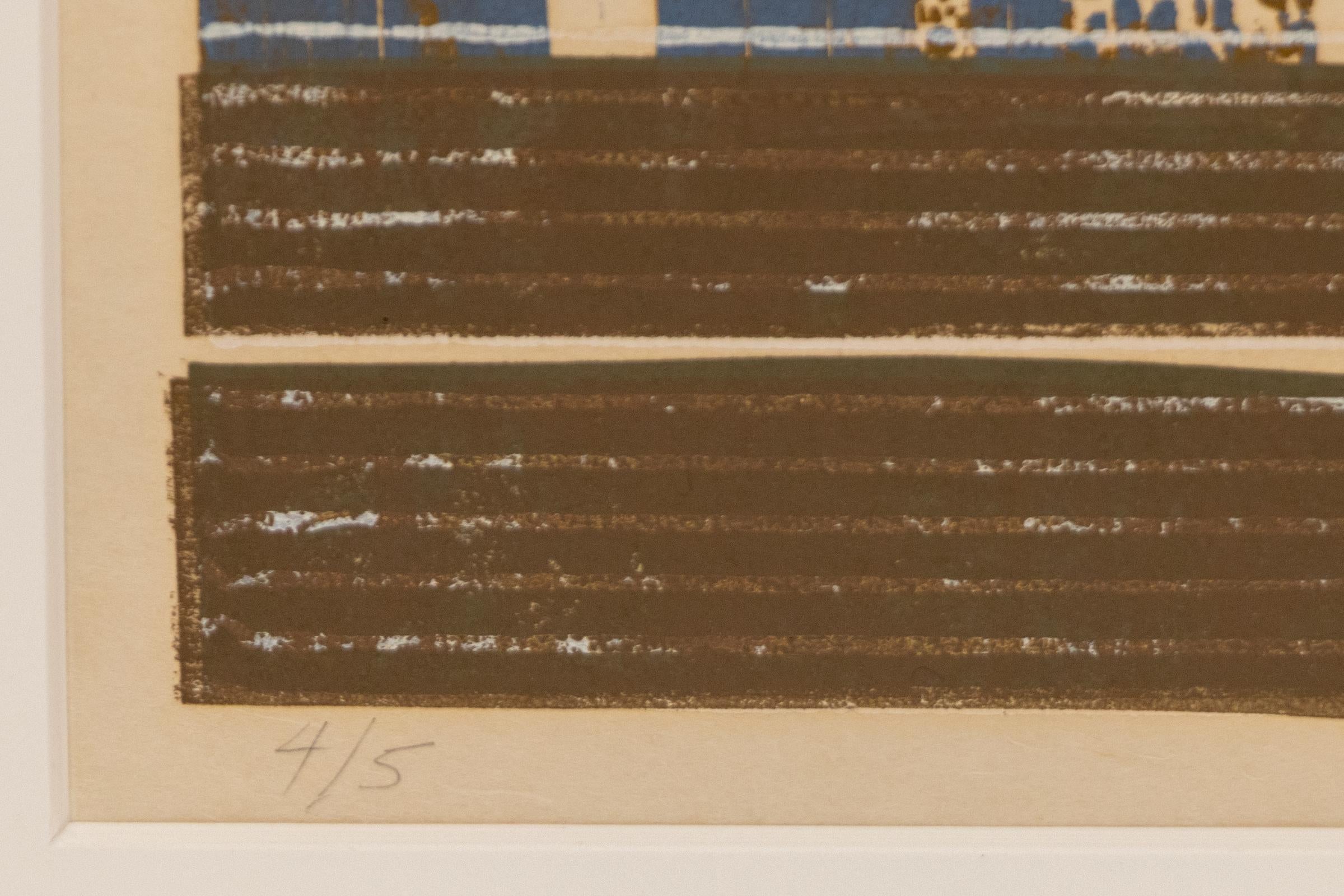 Litografía original firmada de los años 70 sobre pájaros azules - Mid Century Modern Artwork en venta 1