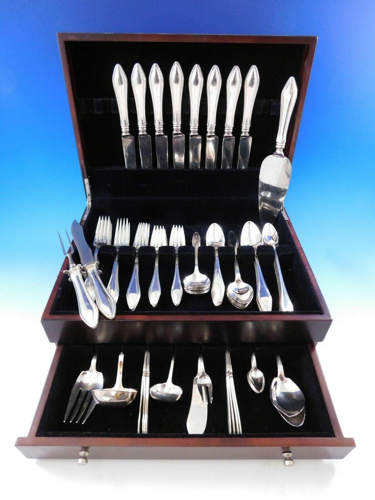 Timeless, heirloom quality Mary Chilton by Towle sterling silver flatware set - 91 pieces. This set includes:

8 knives, 9