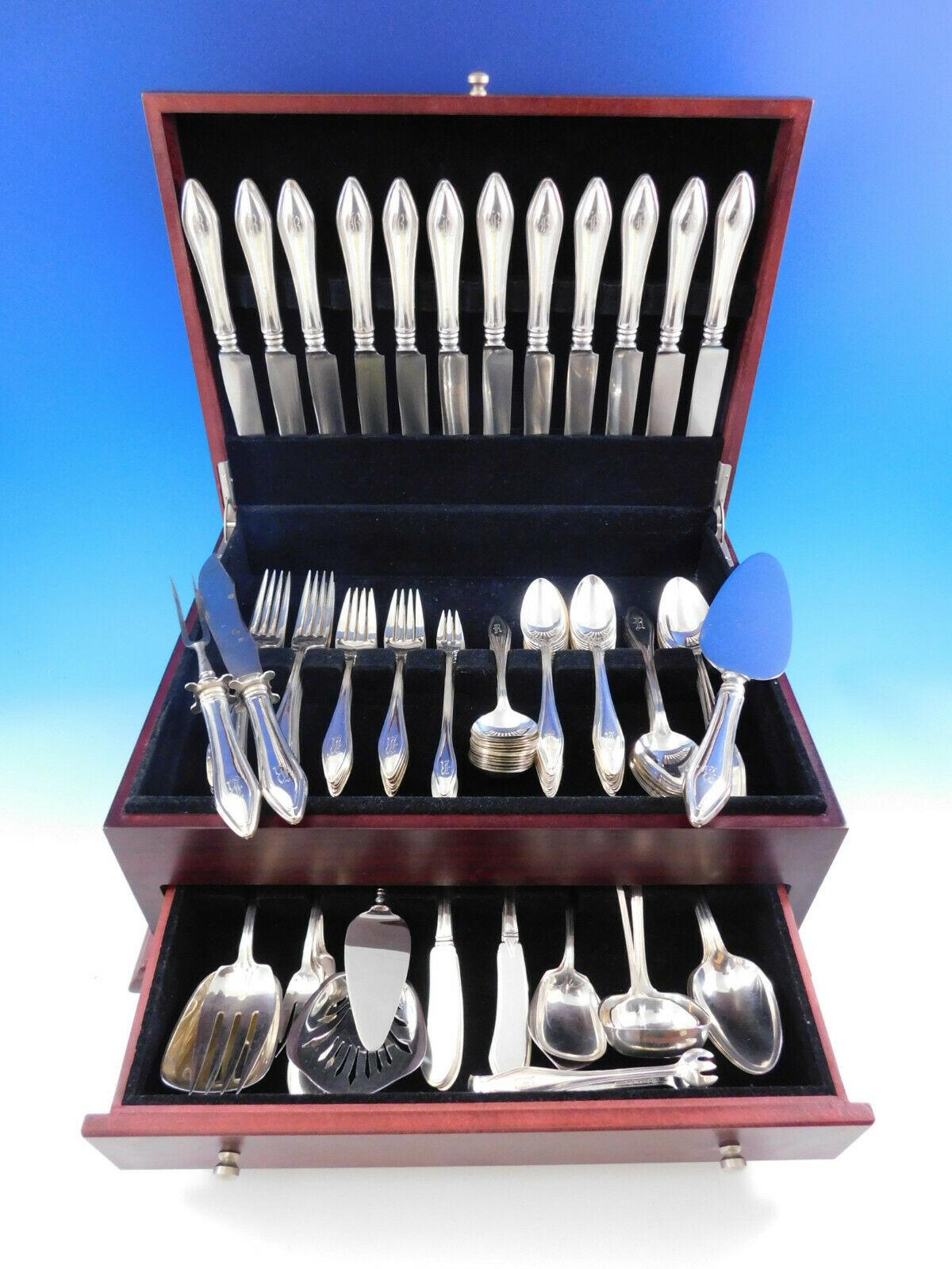 Monumental Mary Chilton by Towle Sterling Silver flatware set - 126 pieces. This set includes:

12 knives, 9