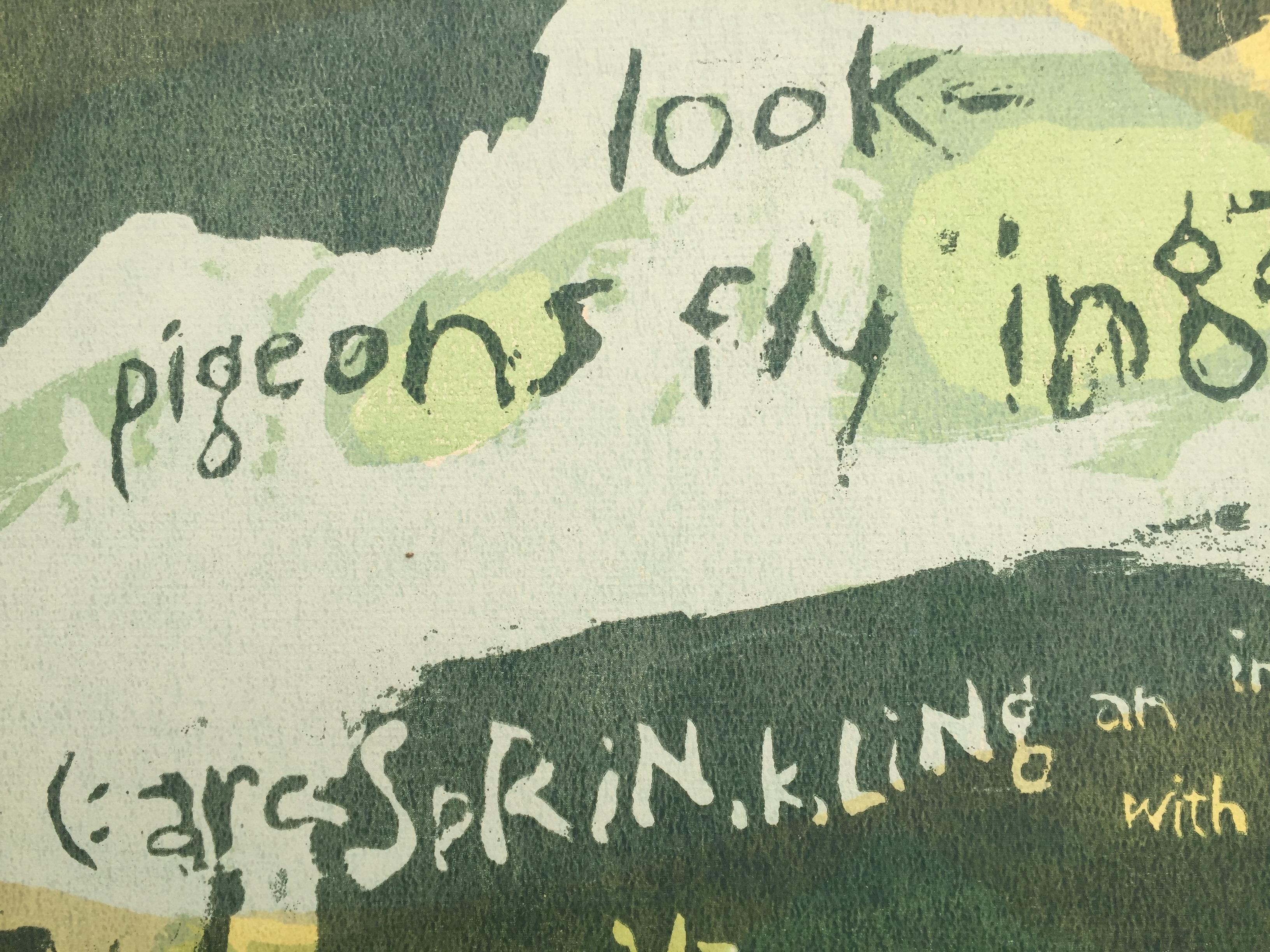 PIGEONS FLYING - Abstract Expressionist Print by Mary Corita (Sister Corita) Kent