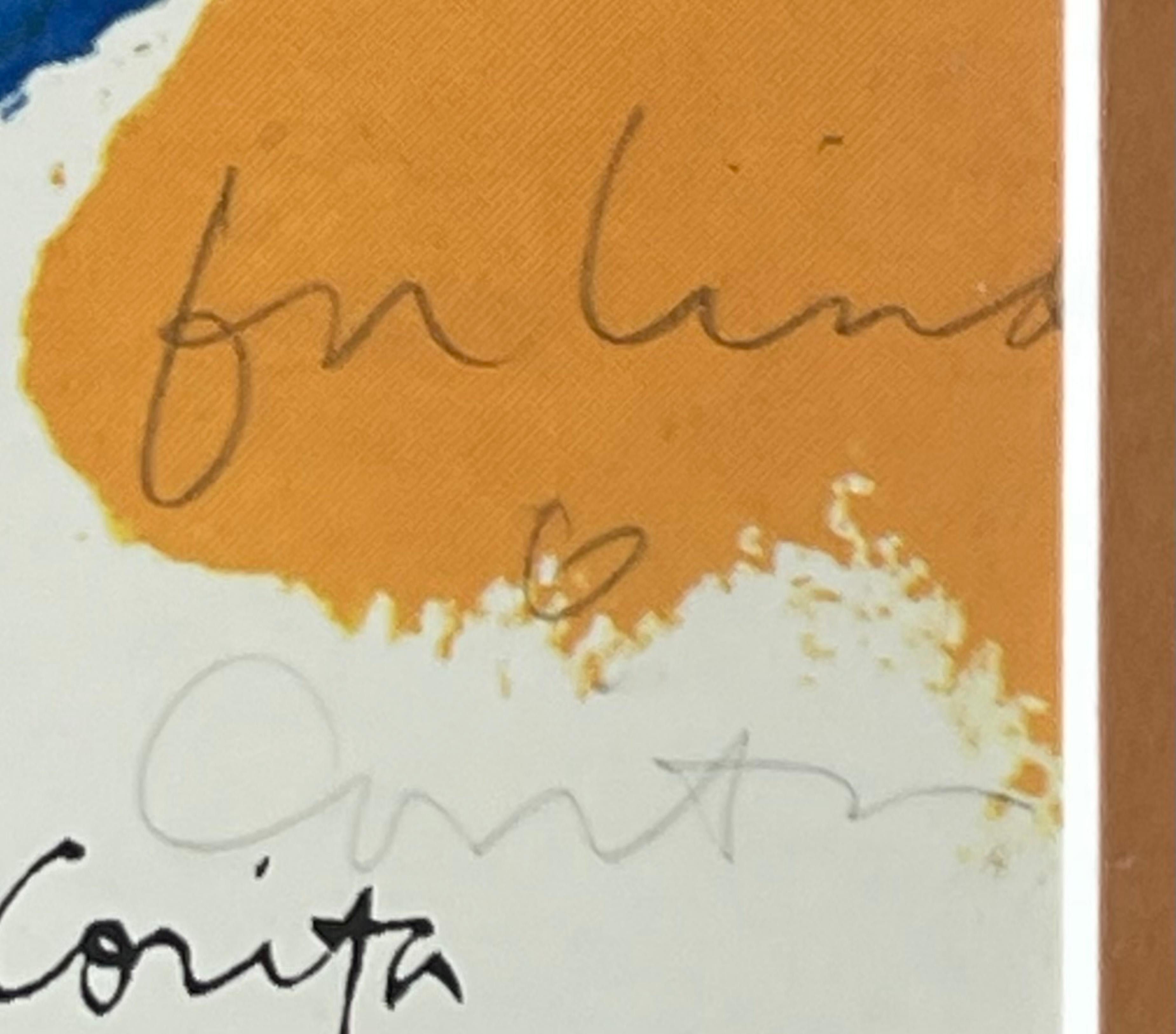 You are God/and You are Not, 1974, Rare signed and inscribed poster print framed - Brown Abstract Print by Mary Corita (Sister Corita) Kent