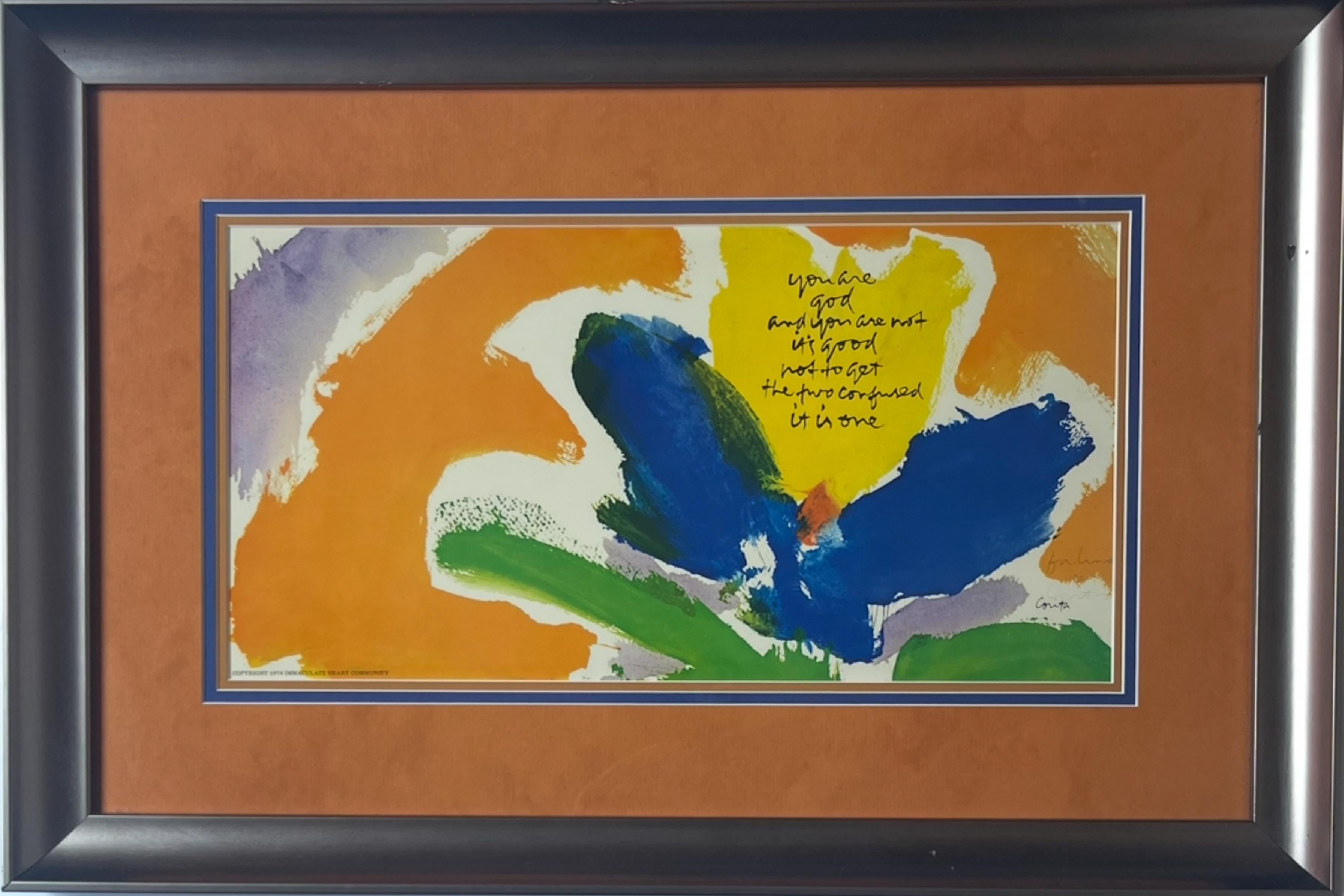 Mary Corita (Sister Corita) Kent Abstract Print - You are God/and You are Not, 1974, Rare signed and inscribed poster print framed