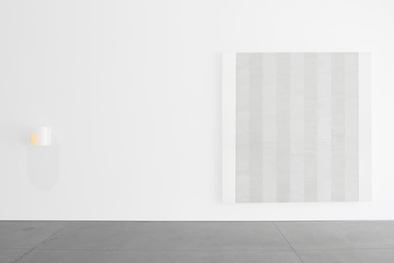 Untitled (White Multi Inner Bands, Flat Sides, Beveled Canvas) - Abstract Painting by Mary Corse