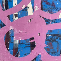 Mary Didoardo "Orchid" - Small Abstract Oil Painting on Wood Panel