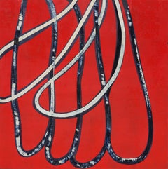 Abstraktes Ölgemälde auf Holzplatte von Mary Didoardo „"Time Passing" 