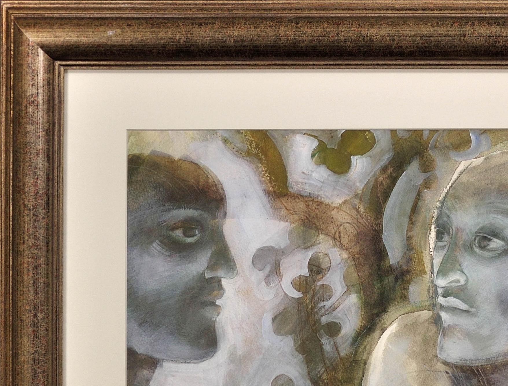 Pourquoi venir ici ? Peinture vintage de style expressionniste néoclassique des années 1980 en vente 15