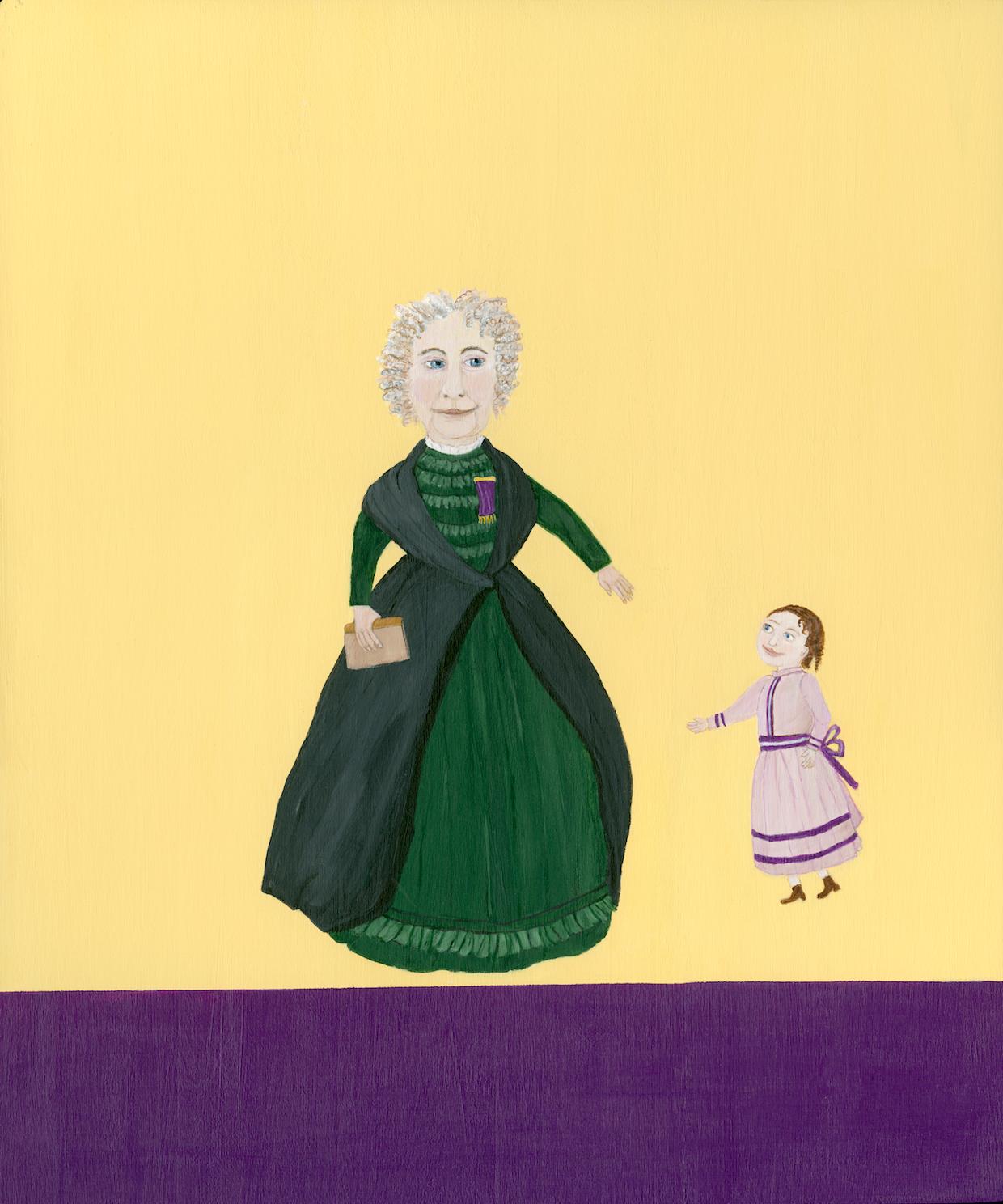 Mary Dwyer, Elizabeth Cady Stanton_Seneca Falls 1870s_2014_acrylique sur planche,