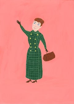Mary Dwyer, Nellie Bly, 2017, watercolor on paper, Suffragists and Journalists