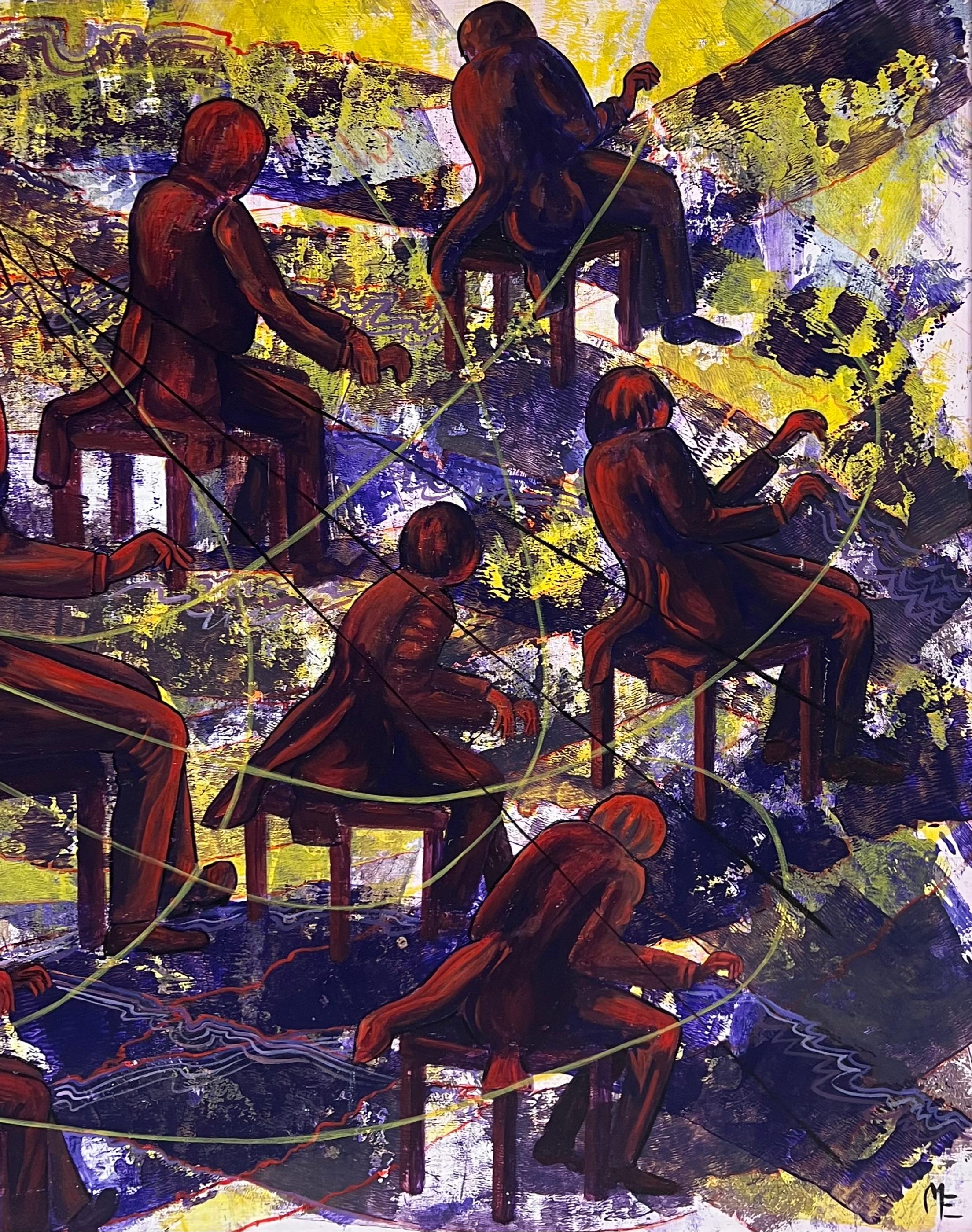 Grande dipinto astratto britannico del XX secolo Il concerto di piano Opera figurativa in vendita 1