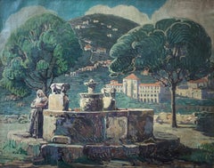 "Byzantine Fountain" Mary Elizabeth Price, Impressionist Landscape in Europe