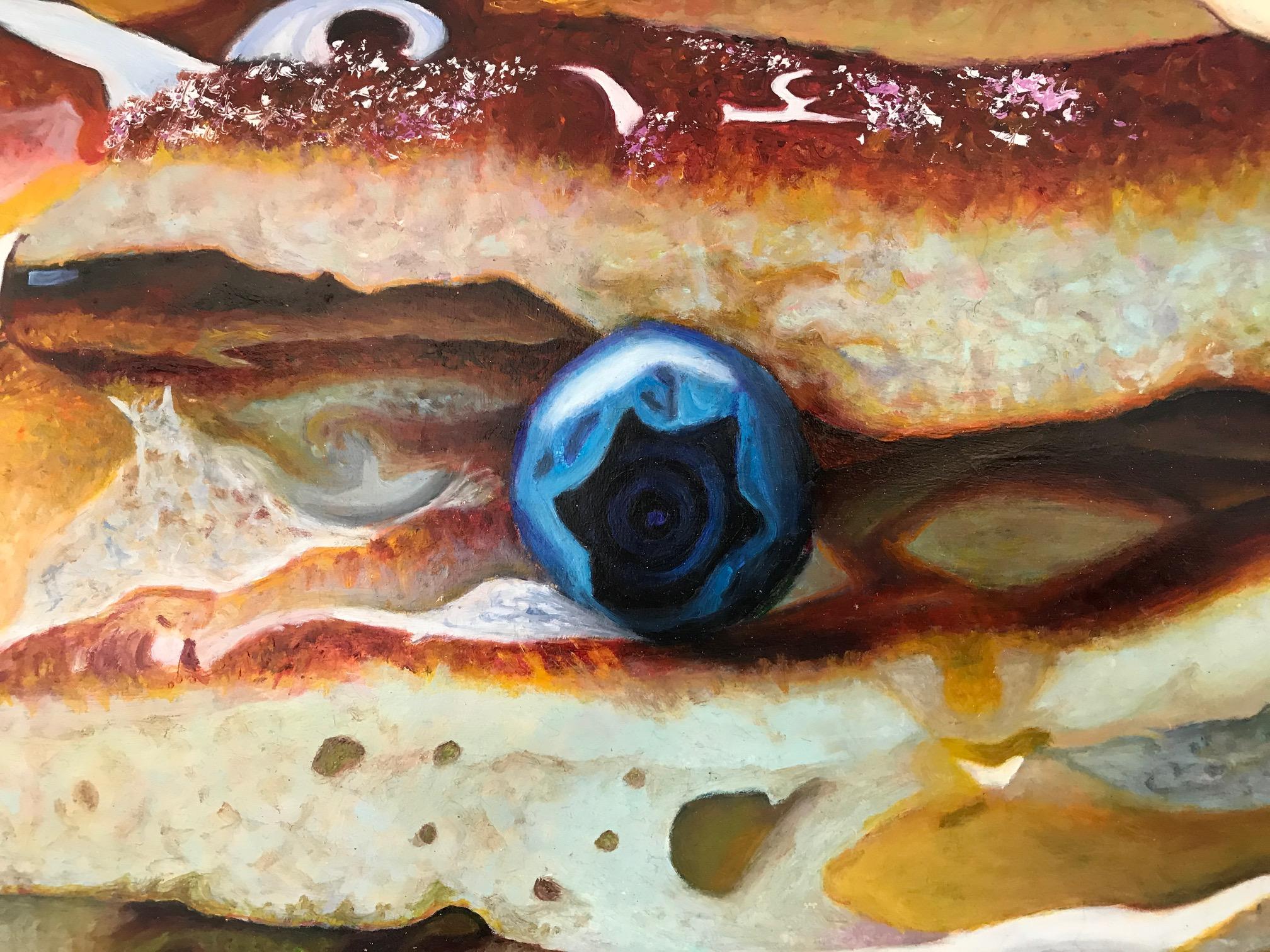 Pancakes with Blueberries  Photo-Realist Painting of Pancakes, Syrup, Blueberry 1