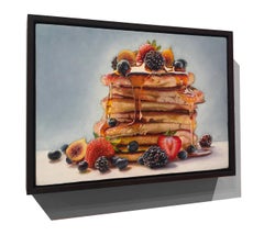 Photorealist Still Life with Pancakes, "Big Stack with Fruit", oil on panel