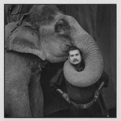 Ram Prakash Singh with his elephant Shyama, Great Golden Circus, Ahmedabad, 1990