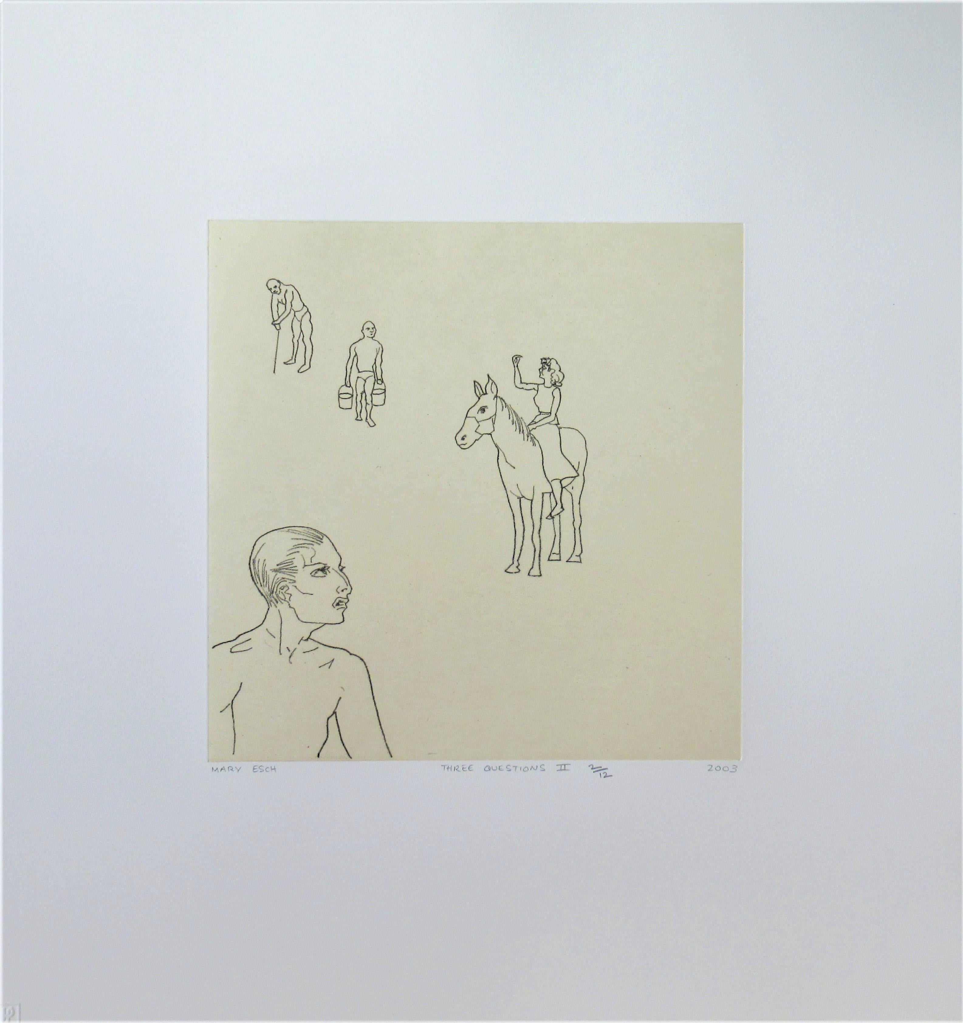 Mary Esch Figurative Print - Thee Questions #II