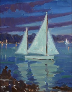 Harbour - American Impressionist Seascape Oil by Mary Fairchild Macmonnies Low
