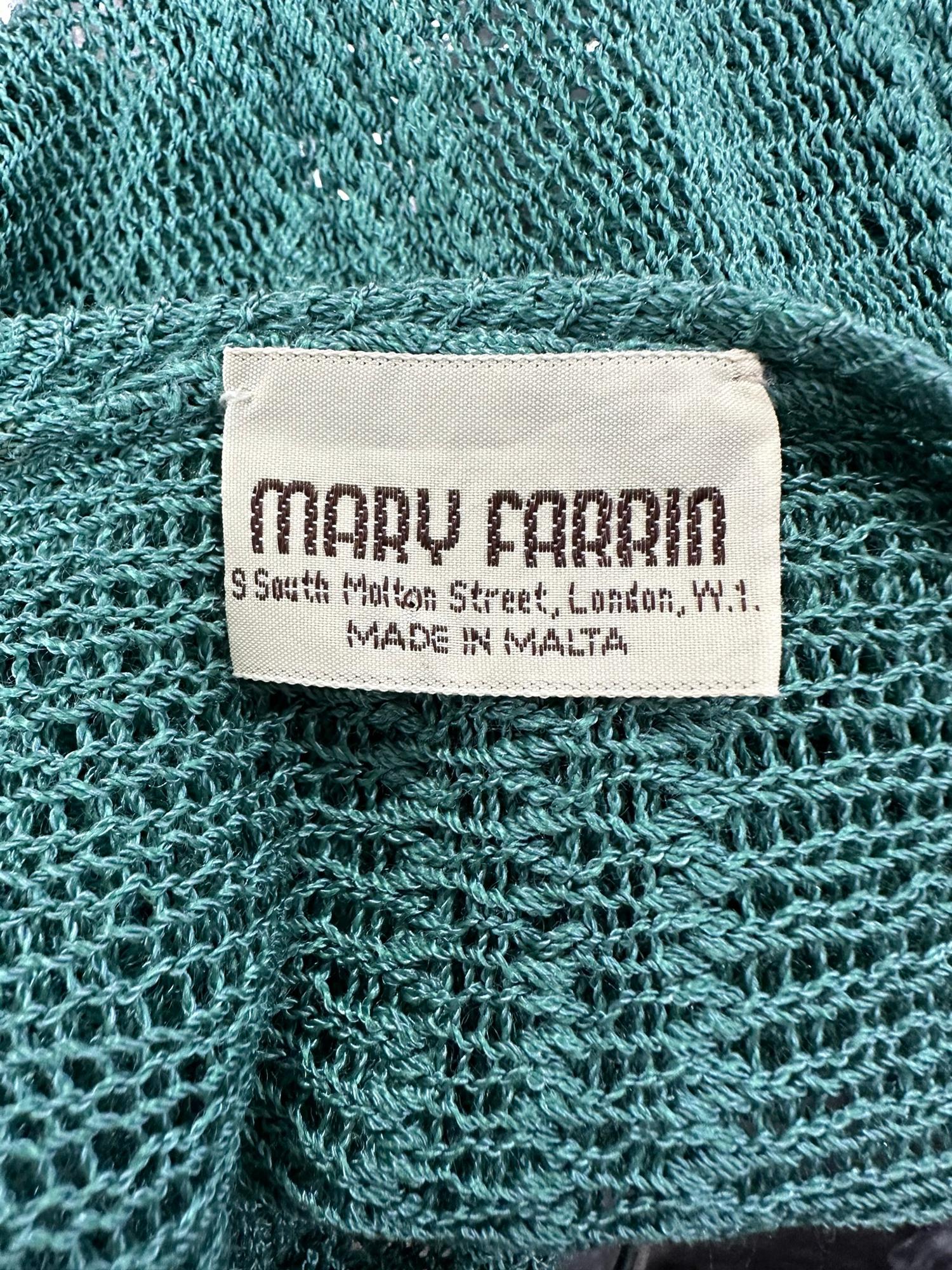 Mary Farrin London Aqua Cotton Crochet Slip Dress & Dolman Sleeve Sweater 1970s  For Sale 9