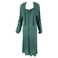 Mary Farrin London - Robe-culotte et pull à manches dolman en coton crochet, années 1970