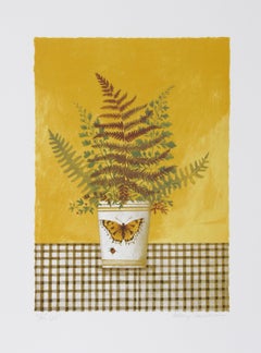 Tazza con farfalla, litografia folkloristica di Mary Faulconer