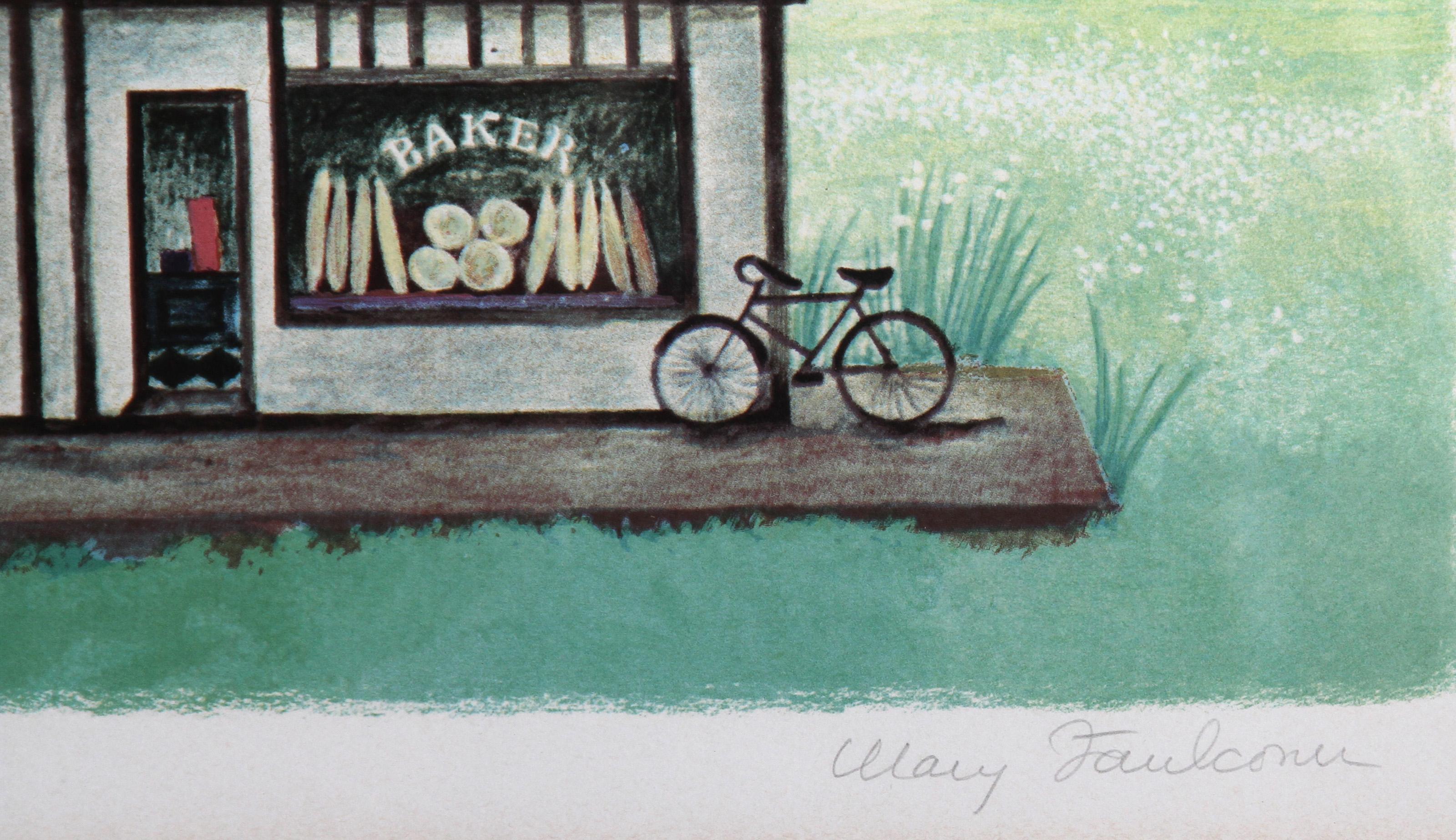 Chester Inglaterra, litografía de arte popular de Mary Faulconer en venta 1