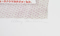 China Tea Laver, Folk Art Lithograph by Mary Faulconer