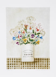 Flowers Rue Jacob, Folk Art Lithograph by Mary Faulconer
