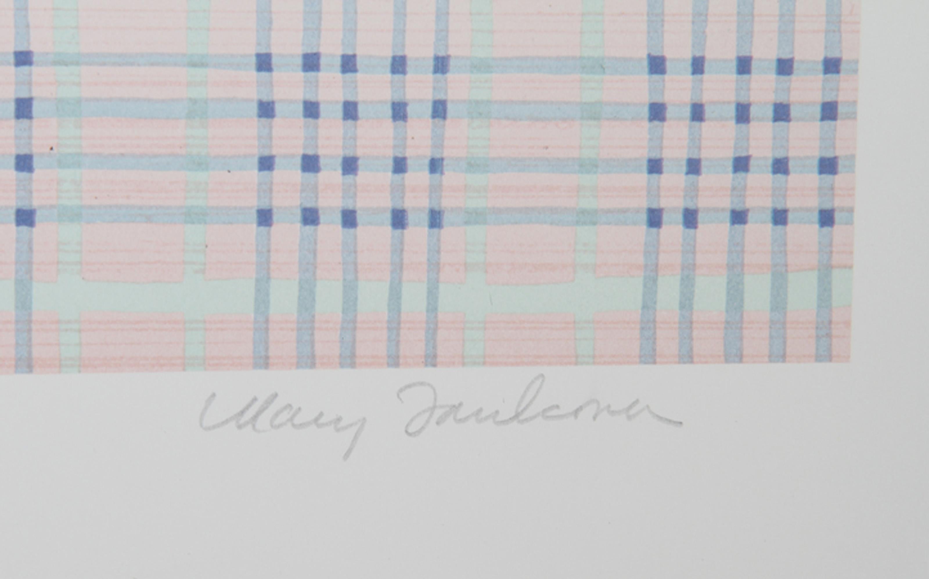 Hierbas sobre fondo rosa, litografía de arte popular de Mary Faulconer en venta 1