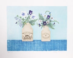 Moutarde pour les fleurs bleues, lithographie d'art populaire de Mary Faulconer