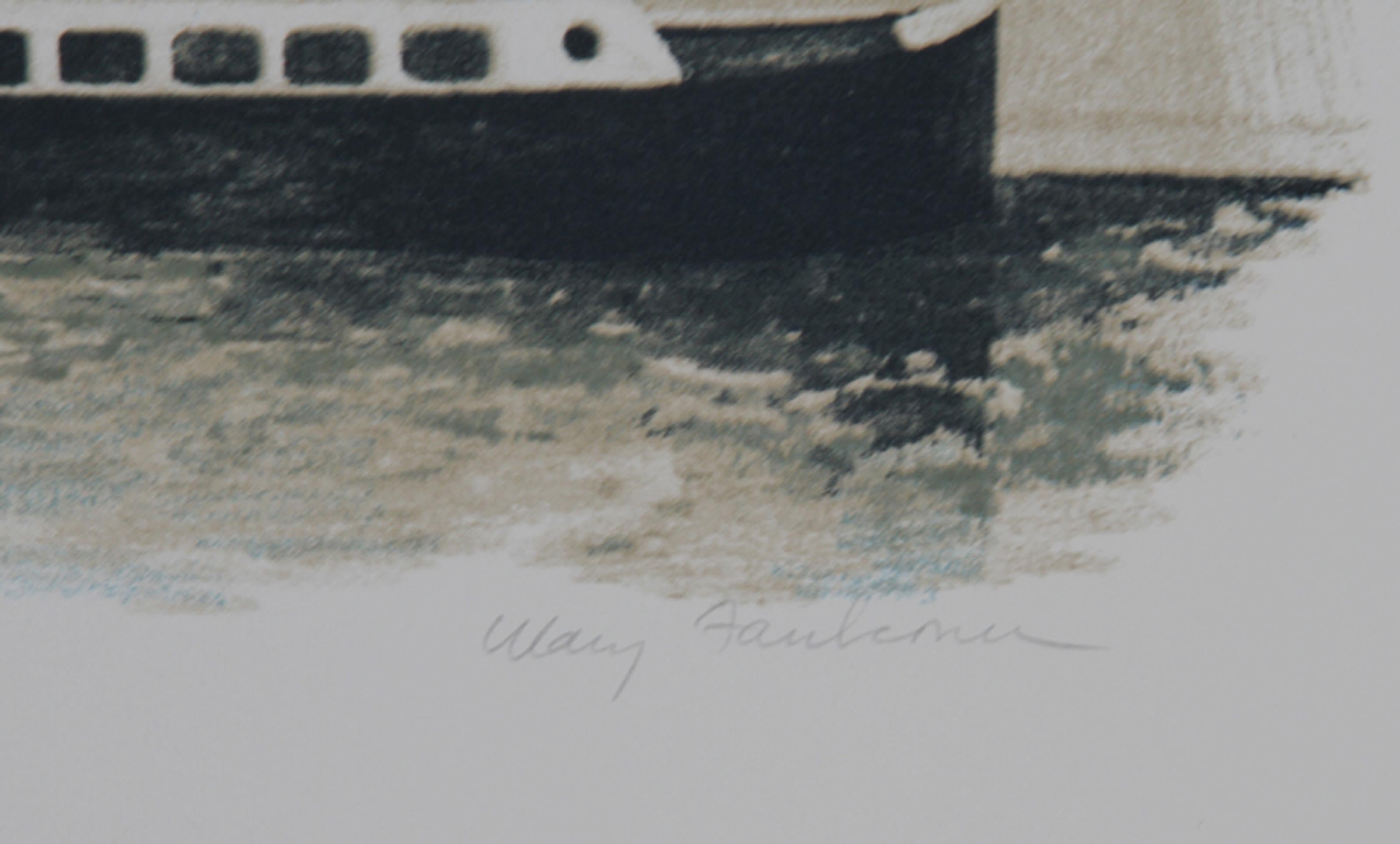 Paris Barge, litografia folkloristica di Mary Faulconer in vendita 1