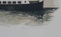 Paris Barge, Folk Art Lithograph by Mary Faulconer
